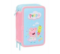 Plumier Triplo Peppa Pig Azzurro 12,5 x 19,5 x 5,5 cm 37 Pezzi