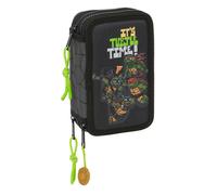 Plumier Triplo Teenage Mutant Ninja Turtles Nero Grigio 12,5 x 19,5 x 5,5 cm