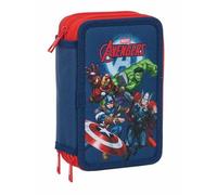 Plumier Triplo The Avengers Blu Marino 12,5 x 19,5 x 5,5 cm 37 Pezzi