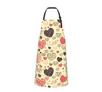 Plumon Grembiule da cucina con grandi piccoli riccioli e cuori, con tasche, impermeabile, per donne e uomini, Nero , Taglia unica