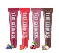 Plumping Oil - Transparent Gloss Set with Juicy Flavors | Nourishing Enhancer, Smooth Glossy Finish, Rejuvenating Lipstick Primer, vagan Shine elaxir for Chapped Lips, Day & Night Care Kit