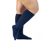 Plumpy Calze Lunghe da Donna in Cotone - Super Larghe, Calde e Traspiranti, Ideali per Taglie Comode - (PACCO da 2) (IT, Testo, XXL, Plus, Regular, Blu navy)
