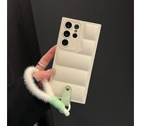 Plumun down Jacket Lanyard Case for Samsung, Cozy down Jacket Lanyard Case for Samsung Galaxy S Series, Down Jacket Lanyard Case for Samsung S23 S24 S25 (White,For SamsungS24ULTRA)