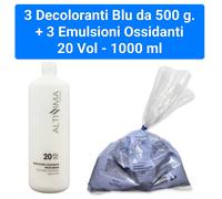 Plura Decolorante Blu 500 g. + Altissima Ossidante 20 Vol. 1000 ml - 3 Pezzi