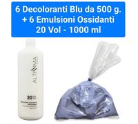 Plura Decolorante Blu 500 g. + Altissima Ossidante 20 Vol. 1000 ml - 6 Pezzi
