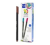 Plus Office - 10 pennarelli a punta fine, 0,4 mm, ideali per scrivere, dipingere e disegnare, penne scolastiche con punta fine, inchiostro colorato a base d'acqua (marrone)