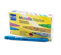 Plus Office - 12 pennarelli con effetto metallizzato, pennarelli permanenti per scrivere, dipingere, marcare qualsiasi tipo di materiale, pennarelli metallici con punta da 1,2 mm (blu)