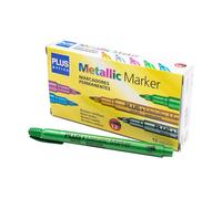 Plus Office - 12 pennarelli con effetto metallizzato, pennarelli permanenti per scrivere, dipingere, marcare qualsiasi tipo di materiale, pennarelli metallici con punta da 1,2 mm (verde)