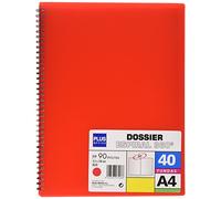 Plus Office 13461-40-RD Cartella con 40 buste e spirale, colore: rosso, 40 Pezzi