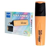 Plus Office - Evidenziatori Pastello, Pennarello con punta smussata, confezione da 10 pennarelli Fosforescenti a base d'acqua, colore pastello (arancione)