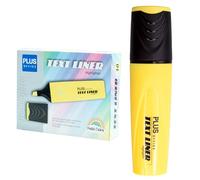 Plus Office - Evidenziatori Pastello, Pennarello con punta smussata, confezione da 10 pennarelli Fosforescenti a base d'acqua, colore pastello (giallo)