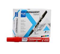 Plus Office - Pennarello permanente, confezione da 12 pennarelli permanenti con punta conica da 1,3 mm, pennarello permanente resistente all'acqua e alla luce, permanente per pennarello, marcatura e