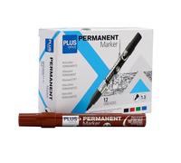 Plus Office Pennarello permanente, confezione da 12 pennarelli permanenti con punta conica da 1,3 mm, pennarello permanente resistente all'acqua e alla luce, permanente per pennarello, marcatura e