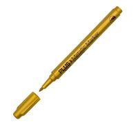 Plus Office - Pennarello permanente, resistente alle macchie e all'acqua su quasi tutte le superfici, larghezza del tratto 0,7 mm, lunga durata, confezione da 12 pennarelli (oro)