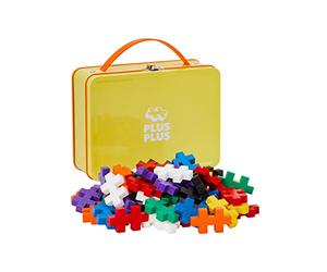 Plus-Plus-9603274 Big Box Basic, Set di mattoncini da Costruzione in Pratica Scatola Metallica con Manico, 70 Pezzi, Multicolore, 52349