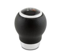 +PWR Car Parts Pomello del cambio universale, corto, in similpelle microperforata, colore nero, leva da 27 mm, con modelli di cambio intercambiabili.