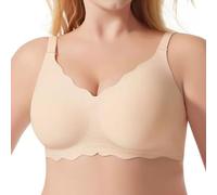 Plus Size Bra Fashion Normal Up And Down Wavy, Pink, M(Beige,M)