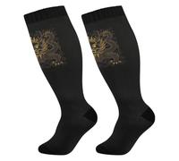 Plus Size calze compressione 1 paia lusso oro drago stile cinese