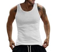 Plus Size Canotte da uomo Gilet da corsa senza maniche Vestibilità ampia Estate Top base T-shirt classica tinta unita tinta unita ad asciugatura rapida Sport palestra Mens Canotte, bianco, L