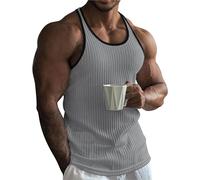 Plus Size Canotte Uomini Gilet Da Corsa Senza Maniche Vestibilità Larga Estate Top Base Classica Solido Pianura Quick Dry Sport Palestra Canotta Uomo, Grigio, L