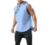 Plus Size Canotte Uomini Gilet Da Corsa Senza Maniche Vestibilità Larga Estate Top Base Classica Solido Pianura Quick Dry Sport Palestra Canotte Uomo, blu cielo, L