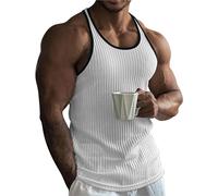 Plus Size Canotte Uomini Gilet Da Corsa Senza Maniche Vestibilità Larga Estate Top Base Classica Solido Pianura Quick Dry Sport Palestra Canotta Uomo, bianco, L