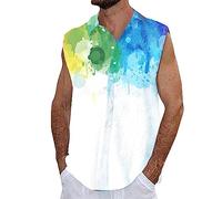 Plus Size Canotte Uomo Hawaiian Vest Estate Casual Senza Maniche Tshirt Muscolare Leggero Vestibilità Regolare Traspirante Stampato Spiaggia Mens Canotte, Verde, XXL