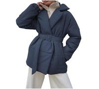 plus size cappotto invernale piumini invernali per le donne alla moda manica lunga aperto davanti piumini casual leggero capispalla termico con cintura cappotti gonfi plus size, Grigio scuro, L
