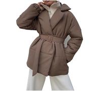 plus size cappotto invernale piumini invernali per le donne alla moda manica lunga aperto davanti piumini casual leggero capispalla termico con cintura cappotti gonfi plus size, Caff, M
