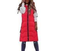 Plus Size Gilet da donna tinta unita con cerniera gilet giacca da donna piumino con cappuccio, RD2., 3XL