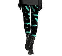 Plus Size Halloween Leggings Donna Vita Alta Controllo Pancia Spettrale Bat Leggings Elastico Burroso Morbido Allenamento Collant a Compressione, Verde menta, M