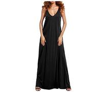 Plus Size Madre dei Vestiti Abito Lungo Senza Maniche Largo Big Swing, Nero , M