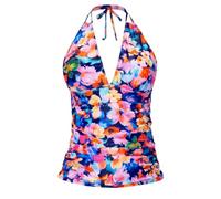 Plus Size Neck High Waisted Swimwear Two Piece Bathing for, Blu, XL