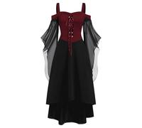 Plus Size per le Donne Abiti Irregolare Halloween Strega Up Abito lungo Abiti di Capodanno per le Donne Plus Size Abito gotico Costume di Halloween, Rosso, 5XL