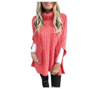 Plus Size Sweaters for Women Turtleneck Fashion Split Hem Long Style Solid Color Knitted Solid Color Casual Sweaters
