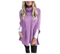 Plus Size Sweaters for Women Turtleneck Fashion Split Hem Long Style Solid Color Knitted Solid Color Casual Sweaters