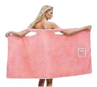 Plus Size Women's Wearable Shower Skirt, Coral Fleece Quick Drying Absorbent Bath Skirt, Women's Coral Fleece Bathrobe with Straps, Adjustable Soft Bath Wrap Dress, for Shower Travel Gym (Rose Pink)
