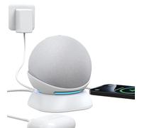 PlusAcc Supporto per Smartphone e Dot Ultimo modello - Base di Ricarica Con Porte USB-C e USB-A Compatibile con Dot 4ª/5ª Generazione, iPhone, Samsung (Bianco)
