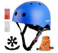 Plusawa Casco da bambino certificato EN1078 CE, casco da bicicletta per bambini, mentoniera regolabile, riflettente, bicicletta, pattini, include adesivi 3D + borsa (rosa, M)