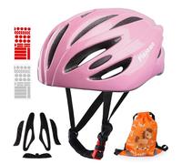 Plusawa Casco da bici per bambini, 50-60 cm, per 3-15 anni, guscio in PC leggero, imbottitura interna, casco multi-sport regolabile, per bambini e bambine (Rosa, L)
