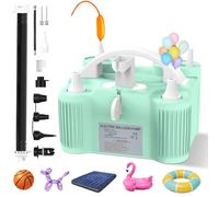 PlusFive 4-in-1 Pompa Aria Elettrica, Pompa per Palloncini Elettrica Multifunzione con Doppio Motore 11 Ugelli per Gonfiaggio/Deflusso di Palloncini Modellanti,Palloni Sportivi,Materassi Gonfiabili