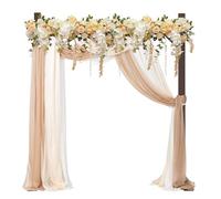 PlusFive Arco di nozze 2,28 m, quadrato in legno, supporto per arco nuziale, pergolato da giardino, grande cornice in legno per proposta di matrimonio, compleanno, San Valentino, decorazione da