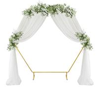 PlusFive Arco esagonale per matrimonio, 2 m, supporto per palloncini | Design esagonale unico, supporto per sfondo ad arco in metallo per compleanno, matrimonio, baby shower, laurea