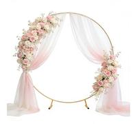 PlusFive Kit per arco rotondo in metallo da 2.2 m, supporto per arco a forma di palloncino, con cerchio dorato: piante rampicanti da giardino, feste di nascita, decorazioni per feste