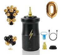 PlusFive Pompa elettrica wireless per palloncini, pompa ad aria ricaricabile di tipo C con batteria da 2000 mAh e 3 ugelli per palloncini tondi/laminati/lunghi 260Q per gonfiare e aspirare, pompa