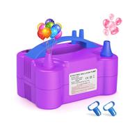 PlusFive Pompa per palloncini, pompa elettrica (220 V-240 V 600 W), pompa per palloncini elettrica con doppio ugello portatile e 2 modalità, gonfiatore per feste, matrimoni, compleanni, feste