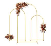 PlusFive Set di 3 Supporti ad Arco per Matrimoni (2 m, 1,6 m, 1,3 m), Supporto per Sfondo ad Arco in Metallo, per Cerimonie Nuziali, Baby Shower, Feste di Compleanno