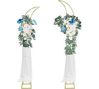 PlusFive Supporto curvo per sfondo ad arco nuziale, 2 pezzi, in metallo, a forma di luna, arco da giardino, palloncini, sfondo ad arco per matrimoni, cerimonie, feste di compleanno, anniversari,