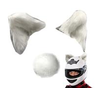 Plush 3D Helmet Cat Ears Set - Reusable Pair | Kitty Ear Plush Adhesive Motorcycle Headgear Accessory | Bicycle Motorcycle Smooth Surfaces Headgear Decor, Helemt Cat Ears Covers For Kids Adul