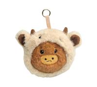 Plush Bag Charm - 5.12 Inches Reversal Expression Cow Pendant | Cute Backpack Accessory, Purse Hanging Ornament, Soft Keychain, Gift For Students Teacher Women Girls Kids Birthday Holiday Use